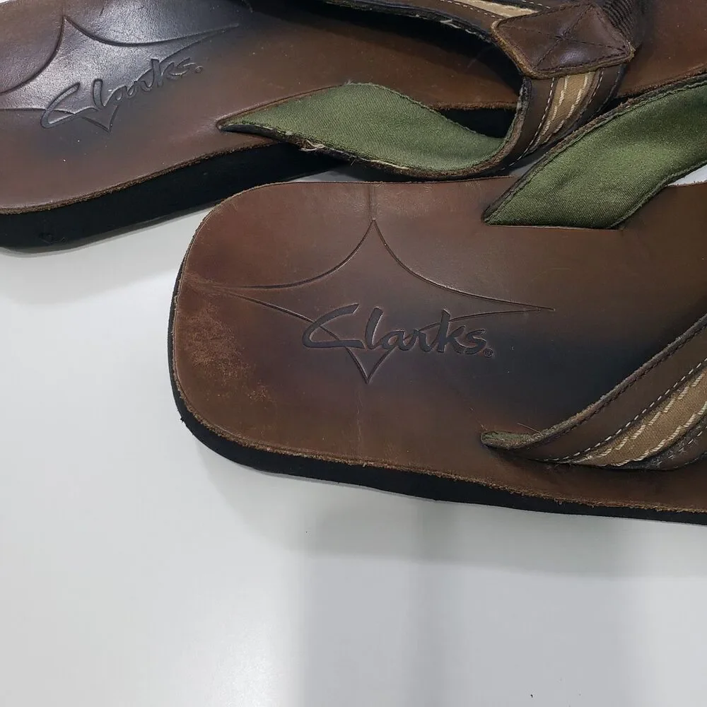 Clarks Men's Brown Leather Thong Sandals, Size 11